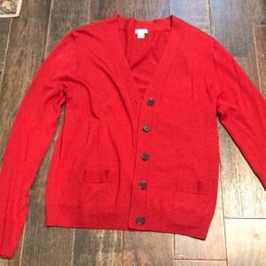 Red long sleeve light jcrew cardigan